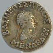 Very sharp Baktrian Silver Drachm of Menander, 160-145 BC