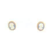 10K Yellow Gold Wedgwood Cameo Vintage Stud Earrings