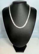 14 Kt White Gold Plate 74 Piece 103.5 Ct Simulated Diamond Necklace