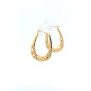 10K Yellow Gold Puffy Heart Love Symbol Scroll Oval Hoop Earrings