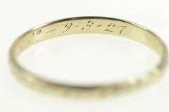 14K White Gold 2.4mm Art Deco Ornate Floral Wedding Band Ring