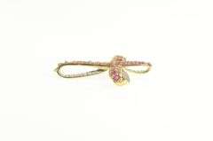 10K Yellow Gold Ruby Encrusted Diamond Accent Loop Cross Pendant