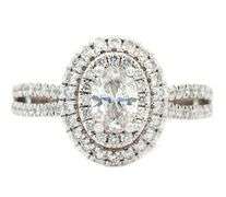 Vera Wang Love 1.15ctw Oval Diamond Double Frame Engagement Ring in 14K W/Box and Paper