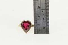 10K Yellow Gold 1940's Heart Syn. Ruby Statement Ring