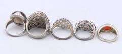 Group Lot of Vintage 925 Sterling Silver Gemstone Rings