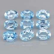 Matched! 9 piece 8.46ct full fire swiss blue Topaz set