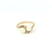 10K Yellow Gold 6.3mm Pearl Diamond Vintage Bypass Ring