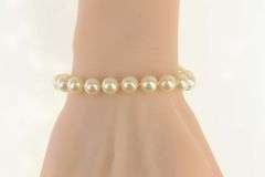 14K Yellow Gold 8.5mm Pearl Strand Classic Retro Statement Bracelet