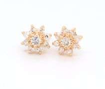 Sparkling Yellow Gold Small Diamond Cluster Earrings