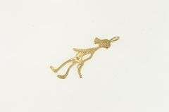 14K Yellow Gold Pink Panther Diamond Cut Vintage Charm/Pendant