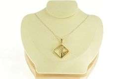 18K Yellow Gold Diamond Abstract Geometric Square Statement Pendant