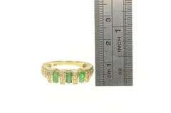 10K Yellow Gold 1.64 Ctw Oval Emerald Diamond Squared Ring