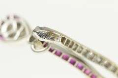 18K White Gold 5.00 Elaborate Art Deco Diamond Ruby Bow Necklace