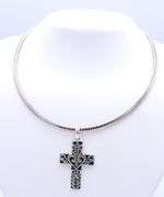 Italian Sterling silver 3mm Omega Chain with Cross Pendant