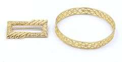 Gold Plated Bangle and Brooch
