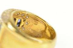 18K Yellow Gold 1.46 Ctw Graduated Princess Sapphire Diamond Ring