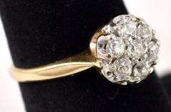 Brilliant Cluster Diamond Ring in 14K Yellow Gold