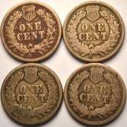 Lot Of 4 Copper-Nickel Civil War Indian Head Cents