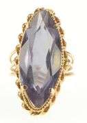 10K Yellow Gold Oval Marquise Amethyst Ornate Cocktail Ring