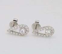 Tear-Drop Shaped 1.00CTW Diamond Stud Earrings