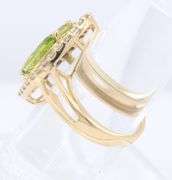 Attractive Yellow Gold 3ctw Marquise and Square Cut Peridot and Diamond accent Halo Ring