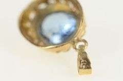 14K Yellow Gold Blue Topaz Arts & Crafts Statement Pendant