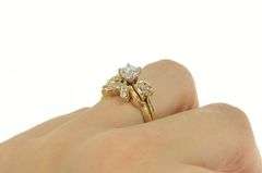 14K Yellow Gold 1.09 Ctw Diamond Bow Engagement Bridal Set Ring