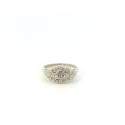 10K White Gold 1950's Oval Scalloped Ornate Statement Ring