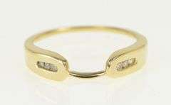 10K Yellow Gold Diamond Contour Wedding Band Guard Ring