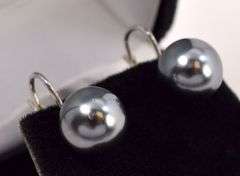 Sterling Silver Black Pearl Dangle Earrings