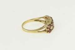 10K Yellow Gold Oval Garnet Diamond Squared Cluster Ring