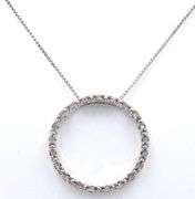 Set of 925 Sterling Silver Cubic Zirconia Pendant on Chain and Hoop Earrings