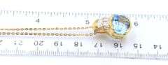 925 Sterling Silver Blue Topaz Pendant on Chain Necklace