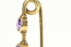 14K Yellow Gold Victorian Amethyst Inset Bar Antique Stick Pin