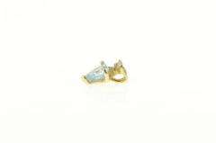 14K Yellow Gold Heart Blue Topaz Diamond Cluster Love Pendant