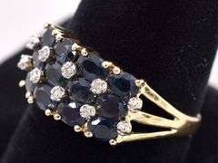 Ravishing Yellow Gold Blue Sapphire and Diamond Ring