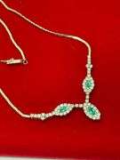 CERTIFIED BRAND NEW 14K GOLD DIAMOND AND EMERALD NECKLACE