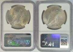 Near Gem BU 1924 & 1925 Peace Silver Dollars. NGC MS64