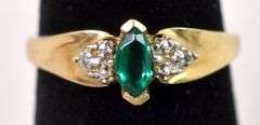 Excelent Lab Emerald and Diamond Ring in Yellow Gold