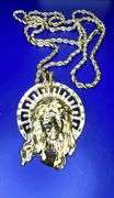 14 Kt Yellow Gold Plated 14.8 Gram Jesus Pendant Necklace