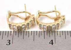 Glittering 14K Yellow Gold J-Hoop Diamond Earrings