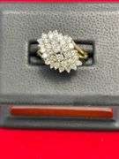 CERTIFIED 14K GOLD AND DIAMOND COCKTAIL RING