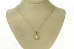 14K Yellow Gold Carved Jade Frog Toad Ornate Pendant
