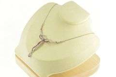 18K White Gold 5.00 Elaborate Art Deco Diamond Ruby Bow Necklace