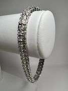 14 Kt White Gold Plated 17.5 Ctw Lab Simulated Diamond Tennis Bracelet
