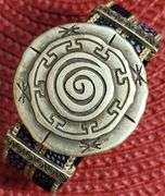 Vintage Style 47.8 Gram Aztec Wheel of the Moon Bangle Bracelet
