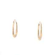 10K Yellow Gold 25.4mm Oval Puffy Two Tone Pattern Hoop Earrings