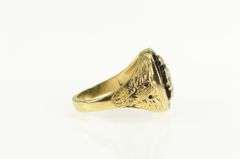 10K Yellow Gold Black Onyx Trojan Soldier Overlay Statement Ring