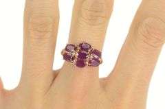 14K Rose Gold 4.06 Ctw Oval Ruby Diamond Cluster Statement Ring