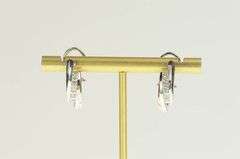14K White Gold 1.00 Ctw Princess Cut Diamond Oval Hoop Earrings
